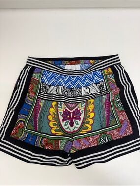 Anthropologie Multicolor Paisley Panel  Shorts with Black Trim